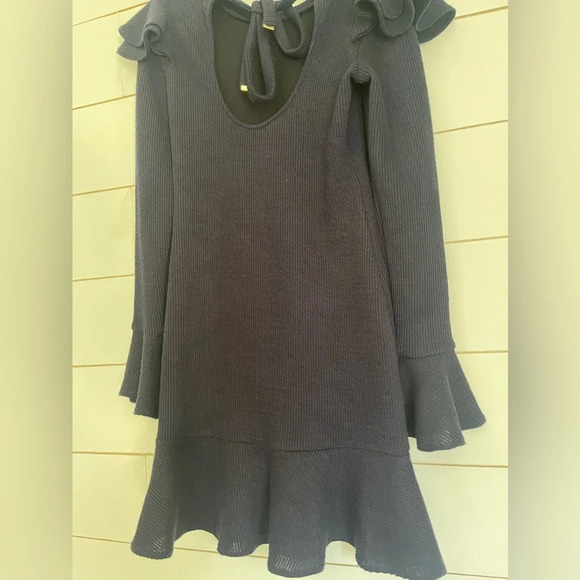 Saylor x Free People Blue Chase Knit Mini Ruffle Sweater Dress Size x-Small - Picture 8 of 10